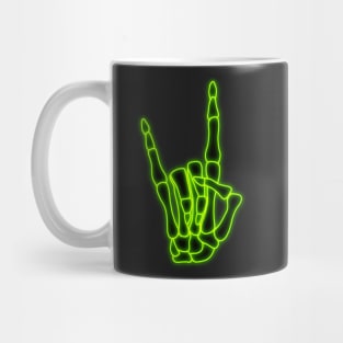 Green Neon Rock n' Roll Skeleton Hand Mug